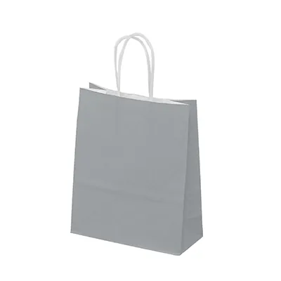 Sac kraft gris à poignées torsadées 19+8x24cm 90g/m² (x50) - Sacs kraft couleur poignées torsadées