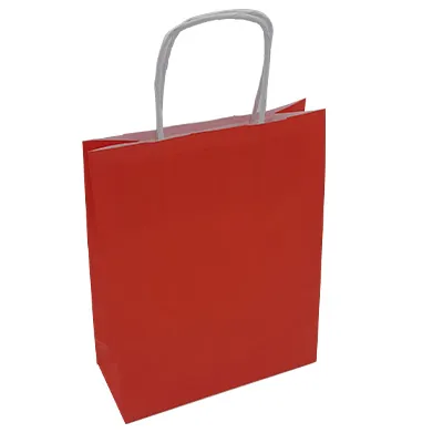 Sac kraft rouge à poignées torsadées 19+8x24cm 90g/m² (x50) - Sacs kraft couleur poignées torsadées