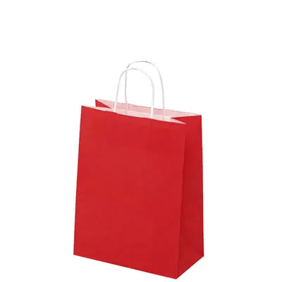 Sac kraft rouge à poignées torsadées 24+12x31cm 90g/m² (x50) - Sacs kraft couleur poignées torsadées