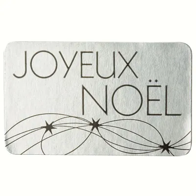Étiquettes cadeaux adhésives Joyeux Noël Argent 32 x 19 mm - Boîte de 1000 - Étiquettes cadeaux adhésives