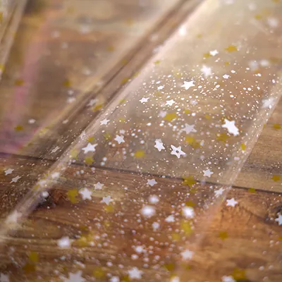 Film fleuriste - Film polypropylène Étoiles or 80 cm x 120 m 35µ - Films polypropylène à motifs-3