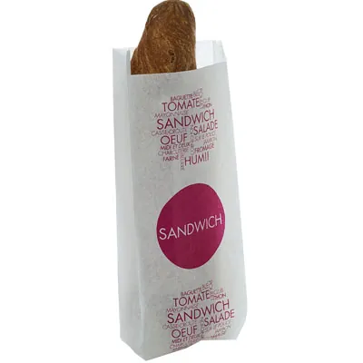 Sac sandwich papier blanc ingraissable 10 + 4 x 28 cm - Lot de 1000 - Emballage sandwich