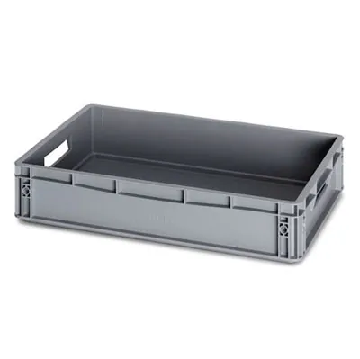 Bac gerbable - Bac Europe 24L 60 x 40 x 12 cm parois pleines poignées ouvertes polypropylène gris - Bacs plastique à parois et fond pleins
