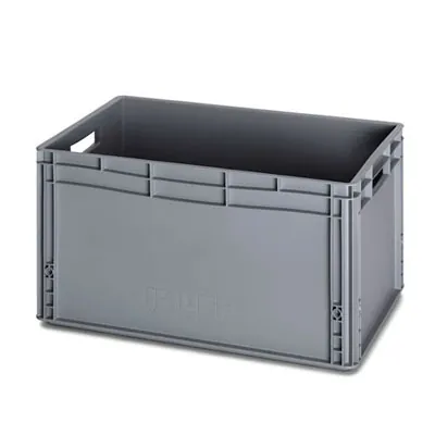 Bac gerbable - Bac Europe 66L 60 x 40 x 32 cm parois pleines poignées ouvertes polypropylène gris - Bacs plastique à parois et fond pleins