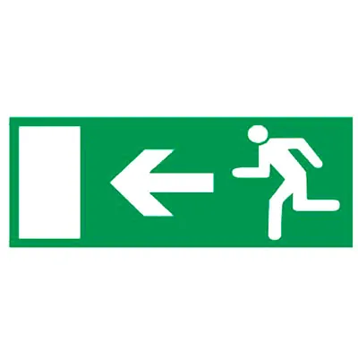 Panneau Sortie de Secours flèche à gauche autocollant - Pictogramme sortie de secours - Signalétique de sécurité