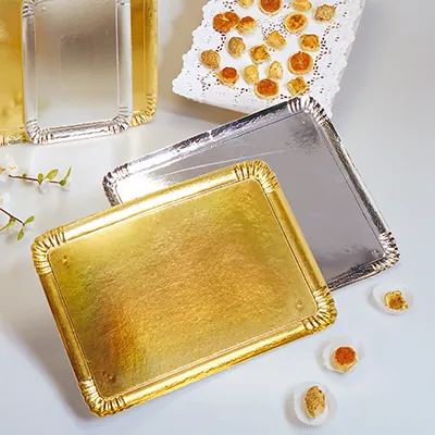 Plateau traiteur carton double face Or / Argent 28 x 42 cm - Plateau buffet - Lot de 25 - Plateaux de service, Plats jetables-1