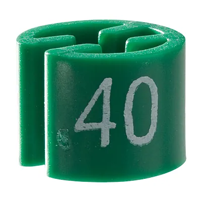 Marque taille T40 vert ø 1,3 cm - Indicateur de taille pour cintre - Paquet de 100 - Marques taille pour cintres