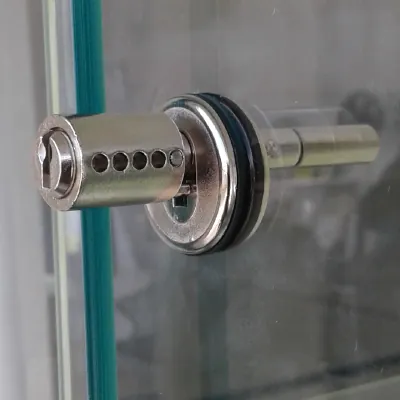 Vitrine colonne verre trempé - Décor Blanc - L 52 x P 46 x H 180 cm - Vitrines bois tablettes réglables-1