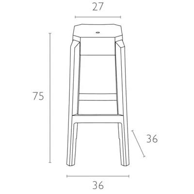 Tabouret plastique transparent Fox H 75 cm - Tabourets-2