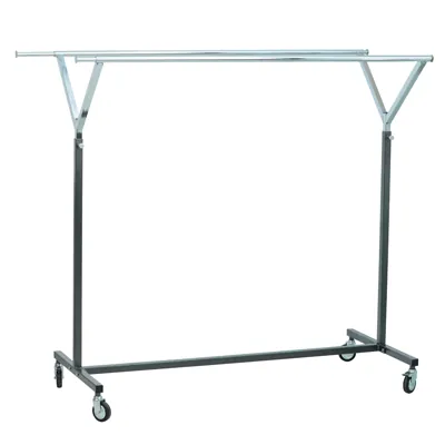 Portant double barre Y - largeur et hauteur réglables - L 140/195 x H 140/200 cm - Portants à vêtements droits