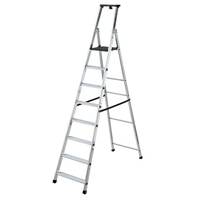 Escabeau 8 marches 150 kg 3,64 m gris alu - Escabeaux