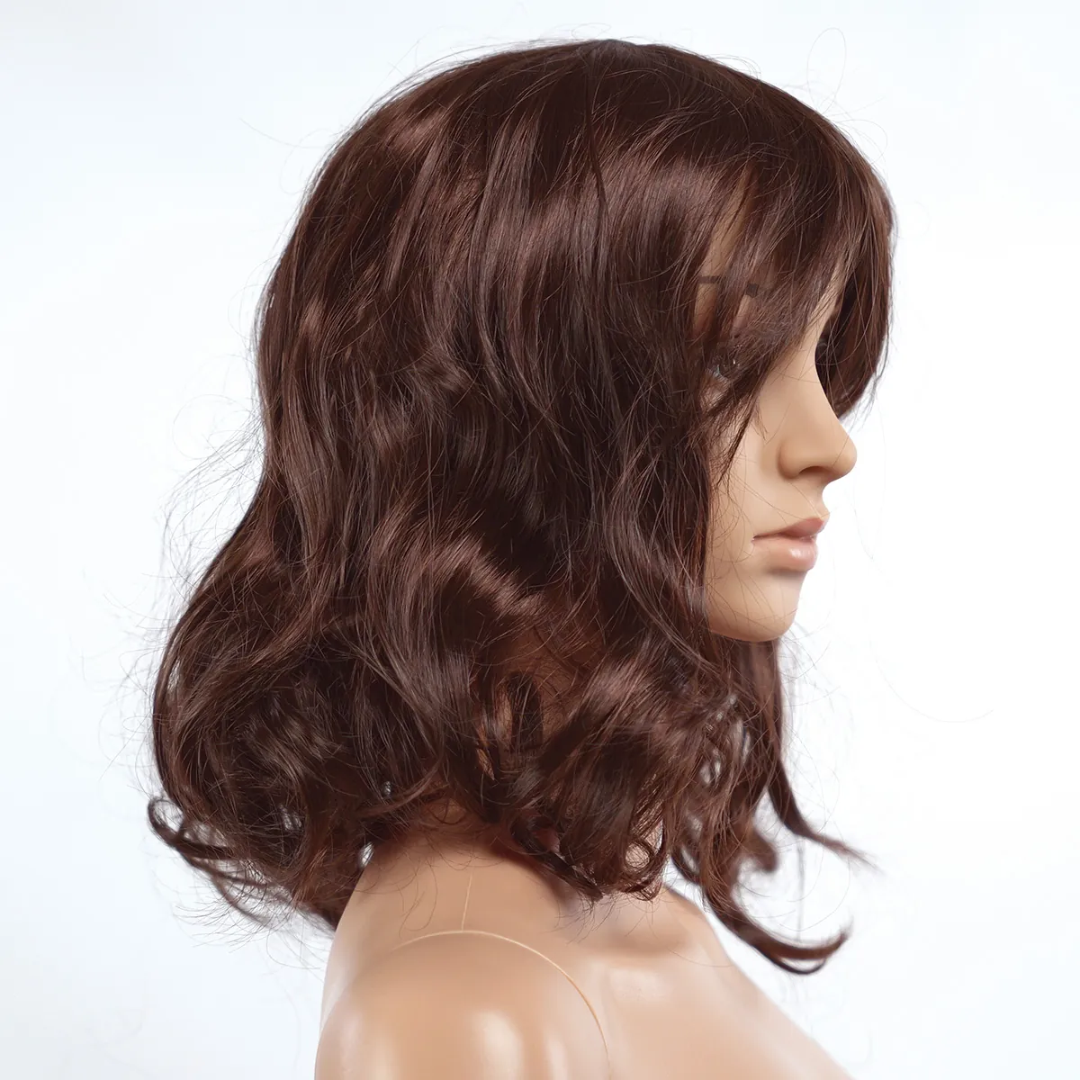Perruque femme cheveux mi-longs ondulés avec frange - Perruques pour mannequins-1