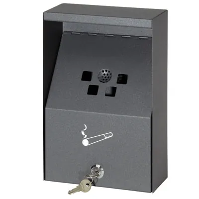 Cendrier mural - Gris - L 18 x P 8 x H 28 cm - Cendriers professionnels