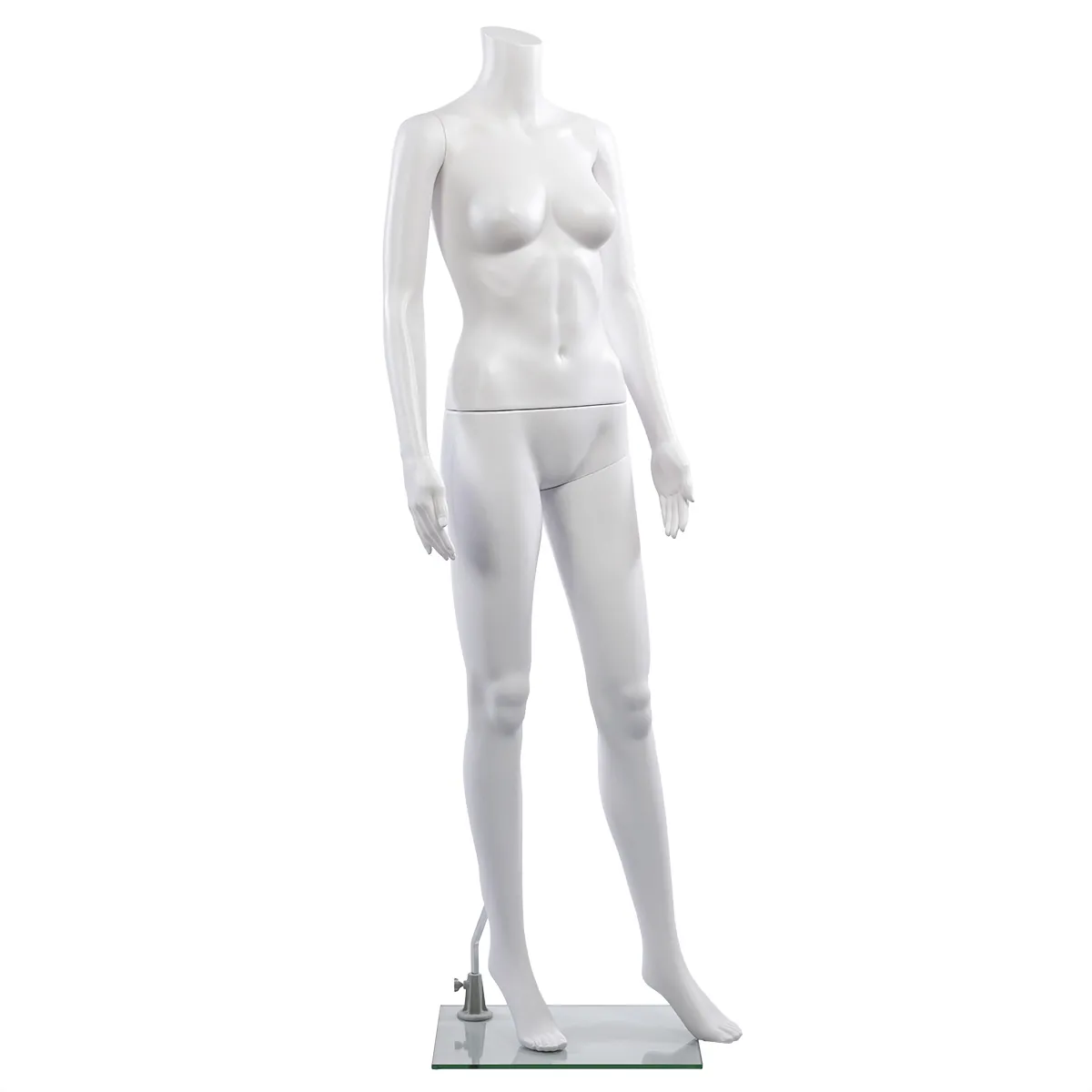 Mannequin femme, sans tête, bras le long du corps H 163 cm plastique - Blanc - Mannequins sans tête