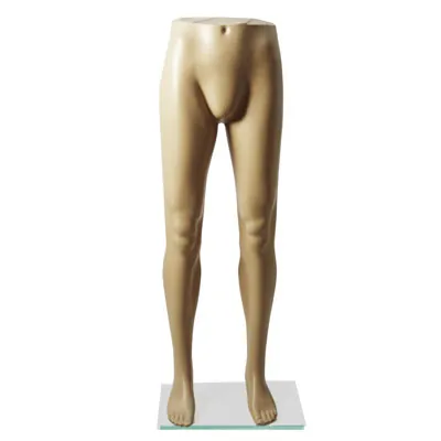 Jambes homme plastique sur base verre H 119 cm - Jambes mannequin homme - Chair - Jambes et pieds