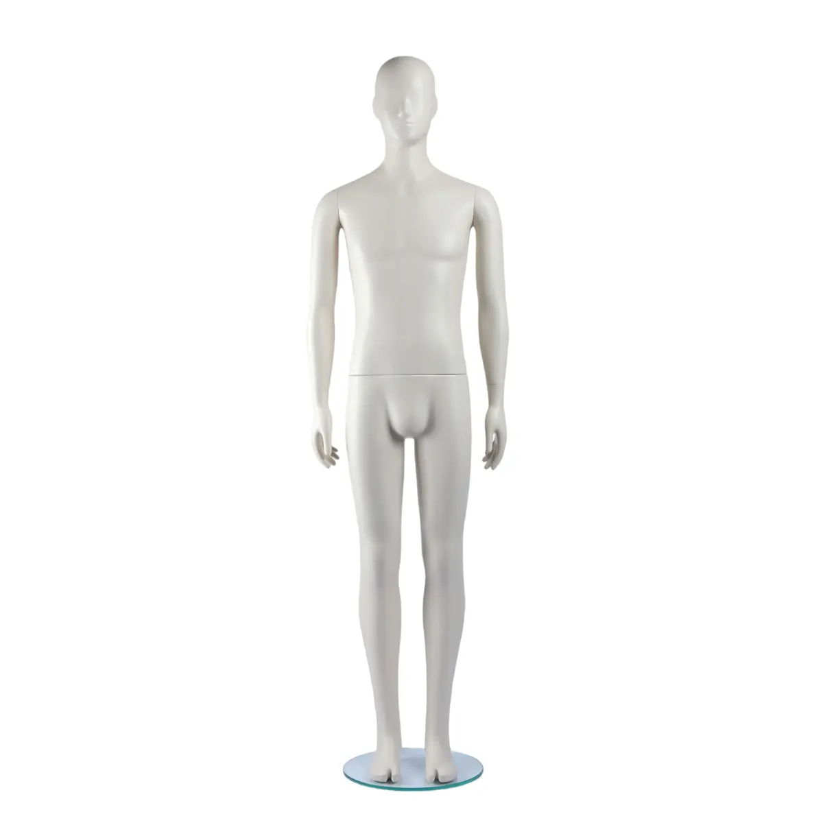 Mannequin homme plastique blanc H 190 cm base verre trempé - Mannequin vitrine - Mannequins abstraits