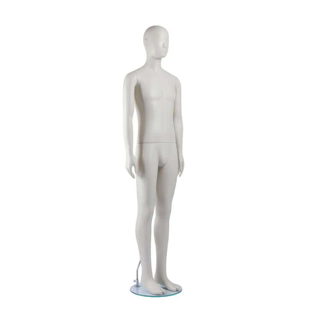 Mannequin homme plastique blanc H 190 cm base verre trempé - Mannequin vitrine - Mannequins abstraits-1