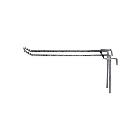 Broche double pour présentoir grille L 20 cm x ø 4 mm Métal chromé - Crochet double - Lot de 10 - Tiges et Bras pour grilles