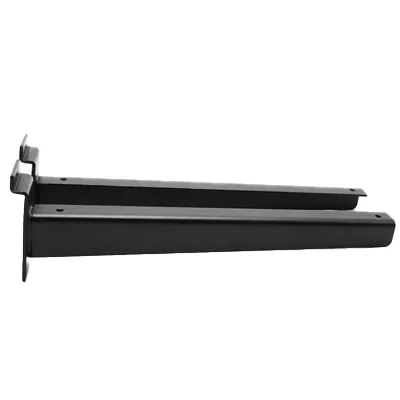 Console pour tablette bois ou verre en métal chromé pour panneau rainuré L 35 cm - Noir - La paire - Consoles pour tablettes