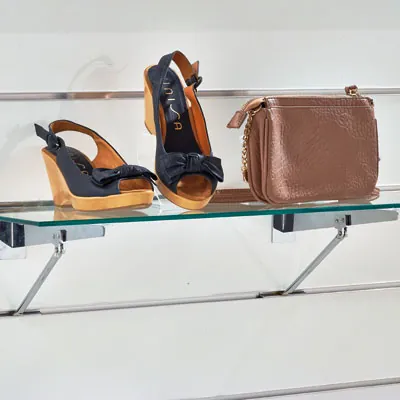 Tige de renfort pour console tablette sur panneau rainuré L 22 cm - Gris - Consoles pour tablettes-1