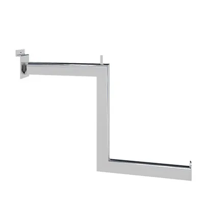 Bras escalier pour fond rainuré L 38 cm métal chromé tube ovale 30 x 15 mm - Bras