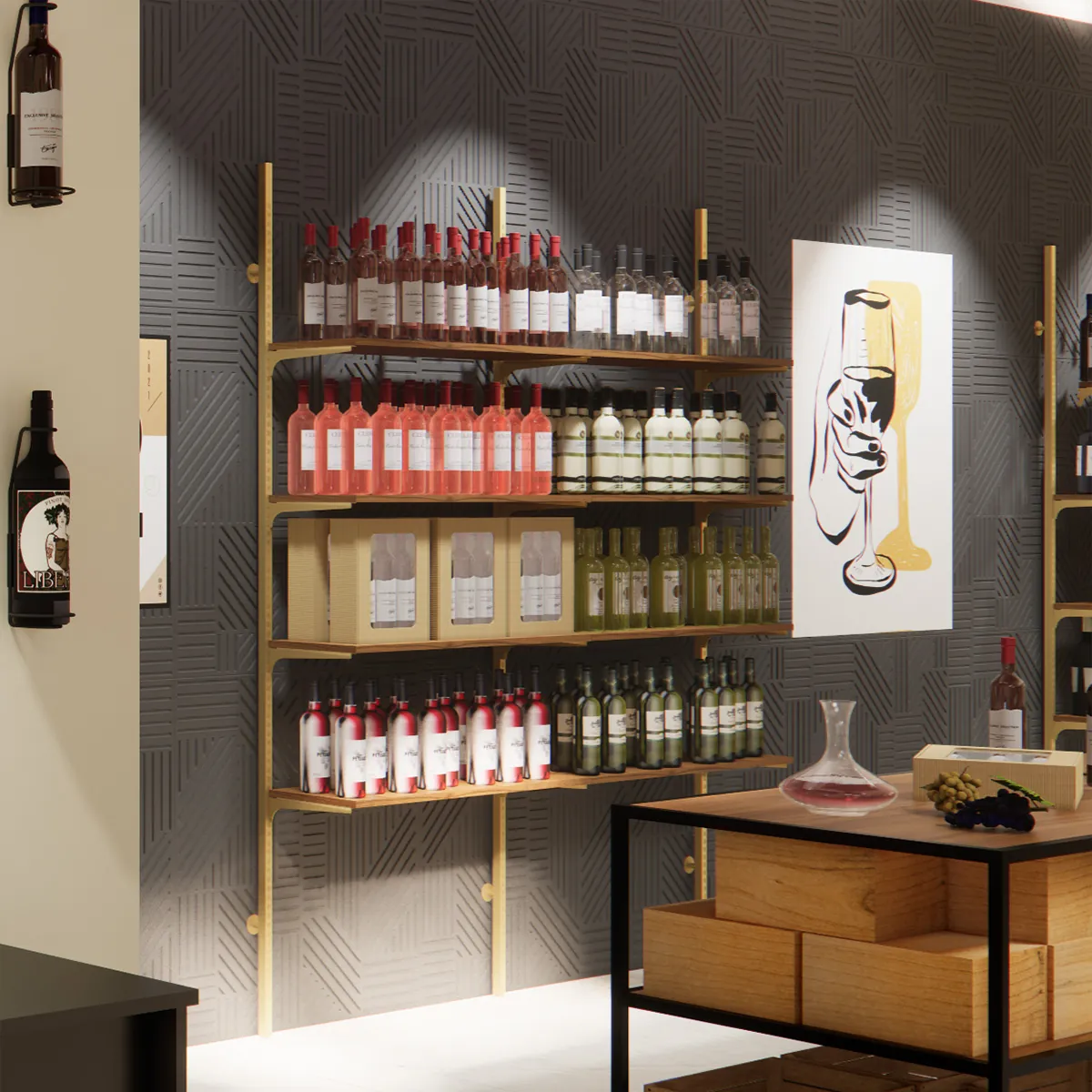 Montant déporté 36,5 cm - Or - H 240 cm - Ligne Square 25 or-2