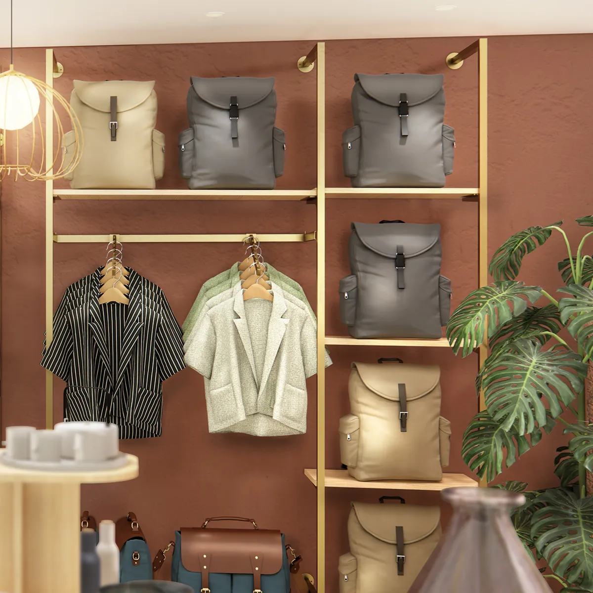 Montant déporté 36,5 cm - Or - H 240 cm - Ligne Square 25 or-3