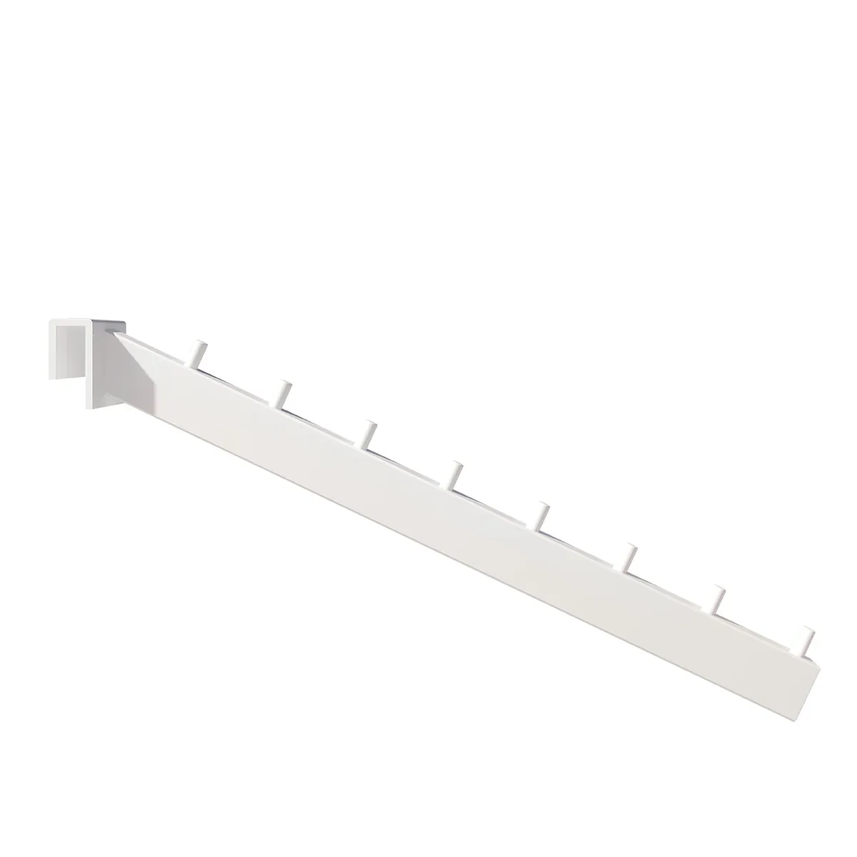 Bras incliné L33cm pour barre de charge, 8 crans, tube 30x15mm, blanc - Ligne Square 25 blanc