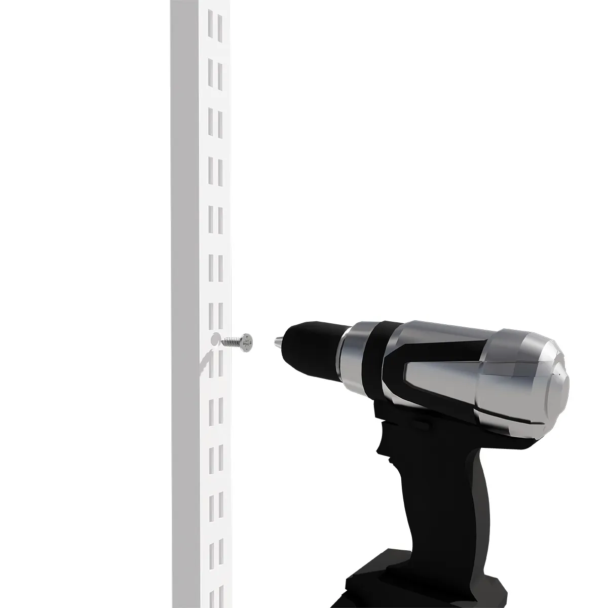 Montant crémaillère double perforation 240cm blanc section 25x20mm - Ligne Square 25 blanc-1