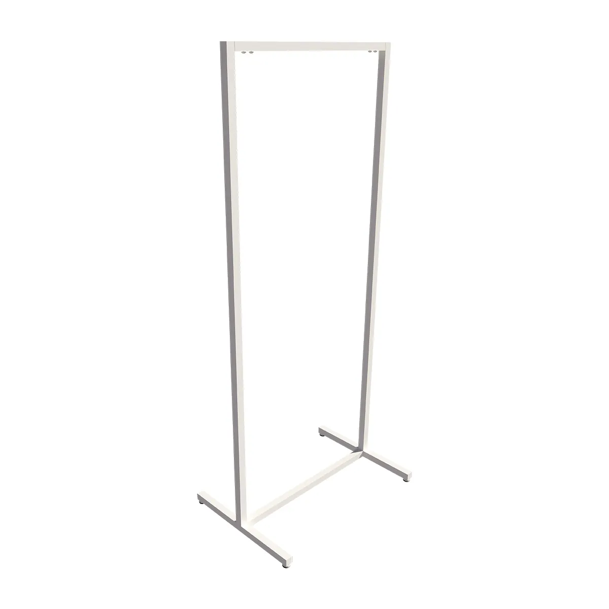 Portant vêtement fixe professionnel blanc sur vérin, 65x45x150cm - Ligne Square 25 blanc-1