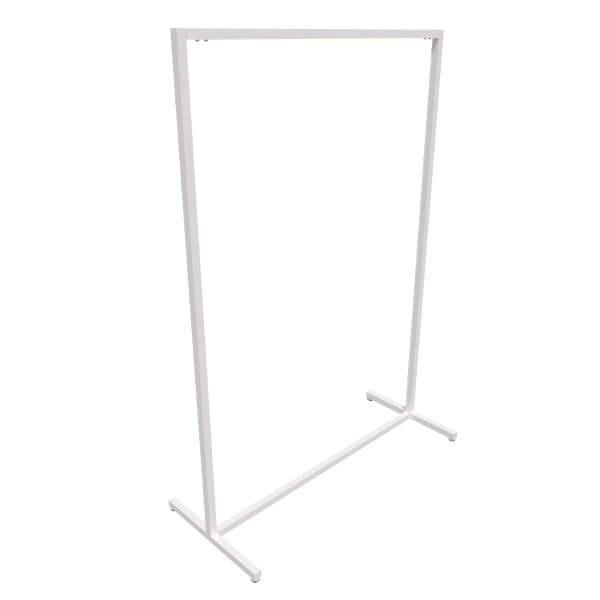 Portant vêtement fixe professionnel blanc sur vérin, 105x45x150cm - Ligne Square 25 blanc-1