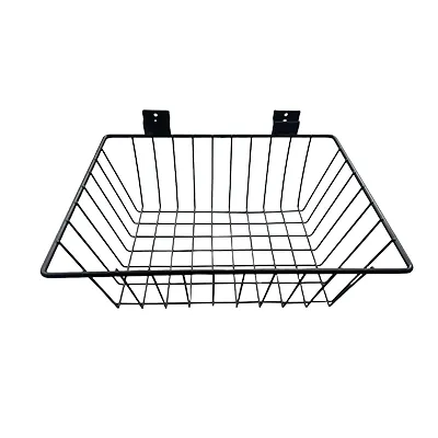 Corbeille fil métal époxy noir pour panneau rainuré L 35 x P 26,4 x H 13 cm - Bacs pour panneaux rainurés-1