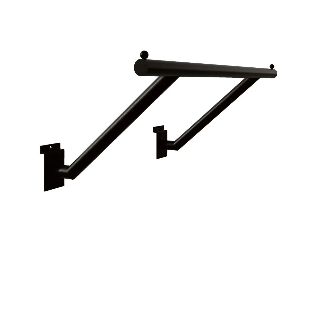 Barre guidon penderie déportée murale pour panneau rainuré métal noir L 60 x P 28,5 cm - Penderies pour panneaux rainurés