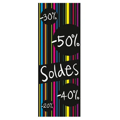 Affiche Soldes vintage flashi/noir 42 x 115 cm - Affiches Prix et Pourcentages