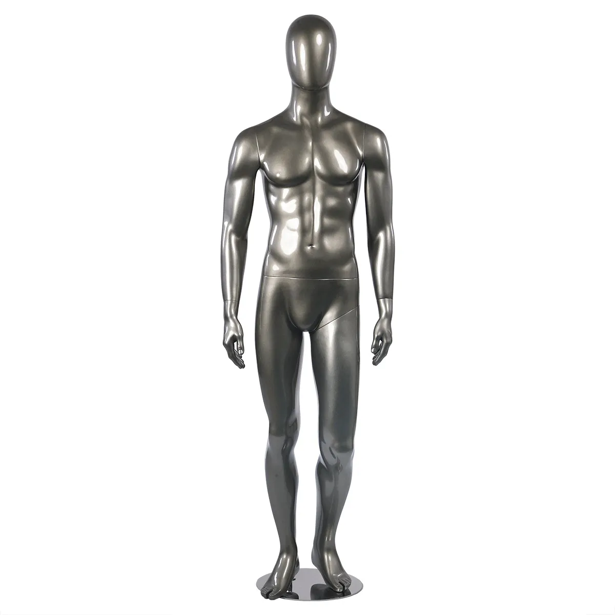 Mannequin homme finition laquée H 184 cm fibre de verre - Gris métal - Mannequins abstraits