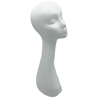 Tête mannequin femme abstrait H 51 cm Fibre de verre - Tête pour perruque, chapeau - Blanc - Têtes-1