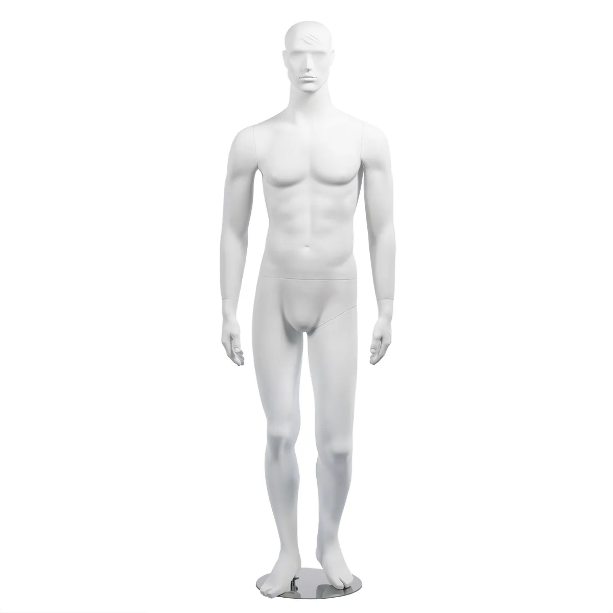 Mannequin homme, tête et cheveux sculptés H 186 cm Fibre de verre - Blanc mat - Mannequins cheveux sculptés