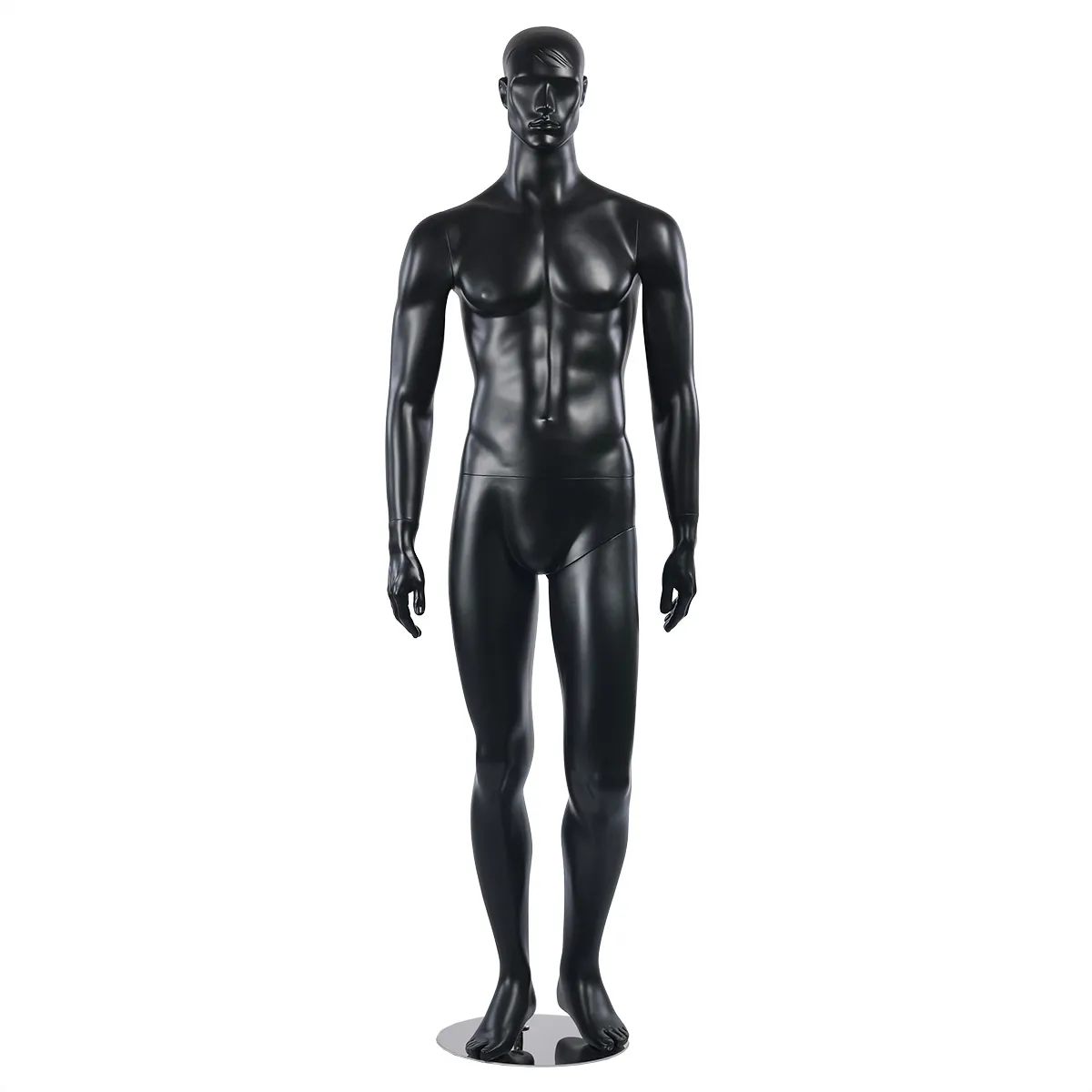 Mannequin homme, tête et cheveux sculptés H 184 cm Fibre de verre - Noir mat - Mannequins cheveux sculptés