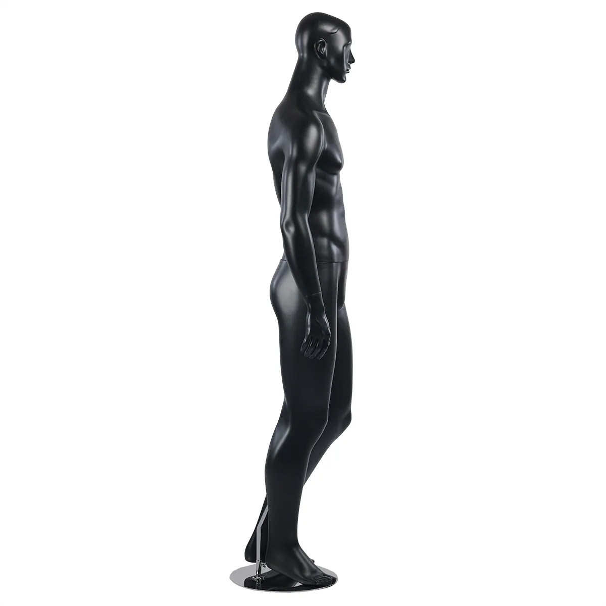 Mannequin homme, tête et cheveux sculptés H 184 cm Fibre de verre - Noir mat - Mannequins cheveux sculptés-1