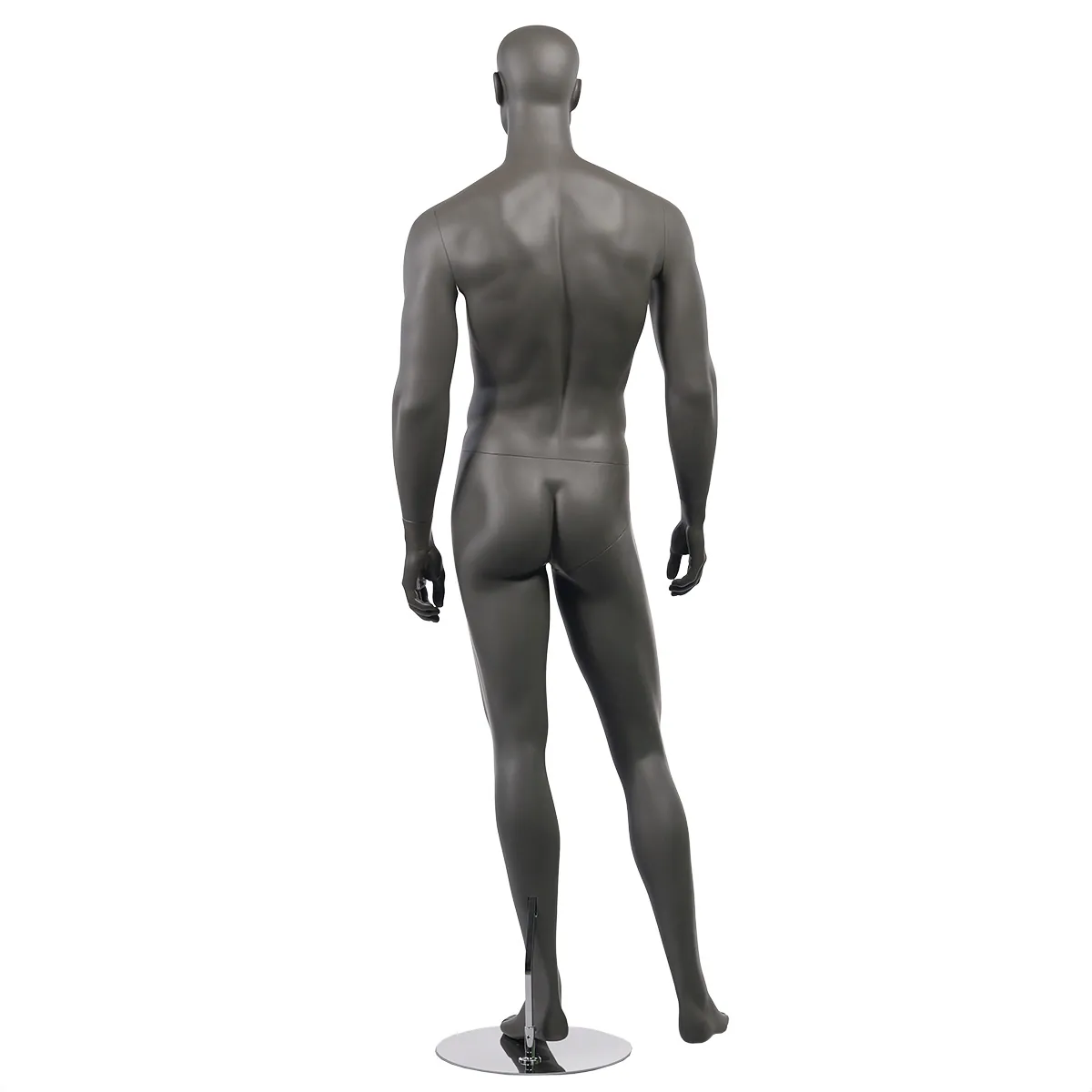 Mannequin homme, tête et cheveux sculptés, jambe droite sur le côté H 186 cm Fibre de verre - Gris anthracite mat - Mannequins cheveux sculptés-2