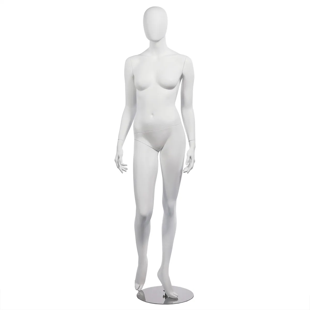 Mannequin femme, finition mate, bras le long du corps H 178 cm Fibre de verre - Blanc mat - Mannequins abstraits