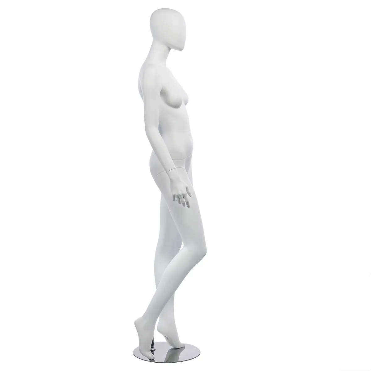 Mannequin femme, finition mate, bras le long du corps H 178 cm Fibre de verre - Blanc mat - Mannequins abstraits-1