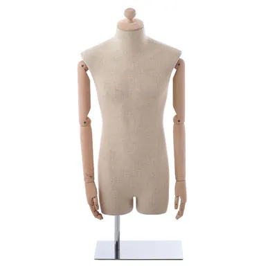 Buste couture homme bras articulés bois H 80 cm - Mannequin couture homme - Bustes couture, torses couture-1