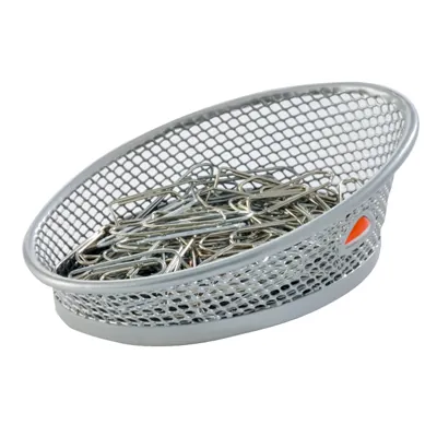 Pot à trombones métal mesh gris anthracite 10,5 x 6 x 4 cm - Pots à crayons-1