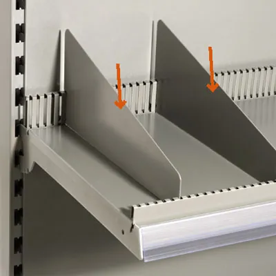 Séparateur pour tablette métallique 37 x 15 cm - Séparateur rayonnage - Diviseur tôle - Gris - Ligne Store gris métallisé pas de 50 mm-1