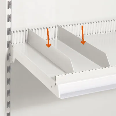 Séparateur pour tablette métallique 37 x 5,5 cm - Séparateur rayonnage - Diviseur tôle - Blanc - Ligne Store blanc pas de 25 mm-1