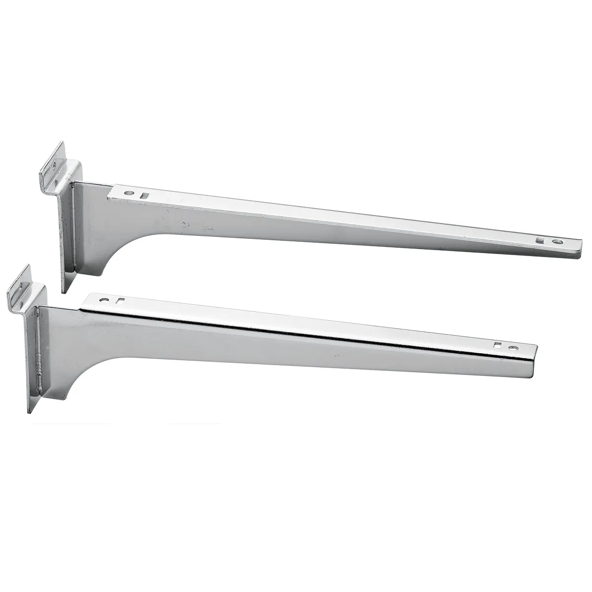 Console pour tablette bois ou verre en métal chromé pour panneau rainuré L 31 cm - Gris - La paire - Consoles pour tablettes