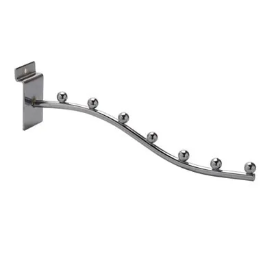 Bras incliné pour fond rainuré avec 7 boules L 27 cm métal chromé fil rond ø 8 mm - Spécial lingerie - Bras