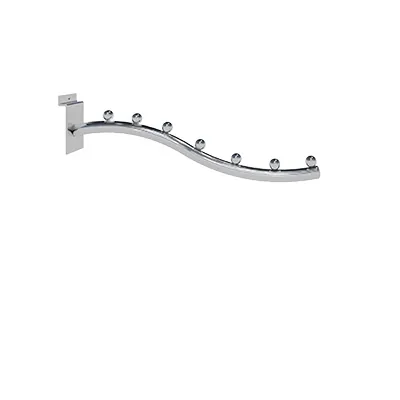 Bras incliné pour fond rainuré avec 6 boules L 35 cm métal chromé tube rond ø 19 mm - Bras