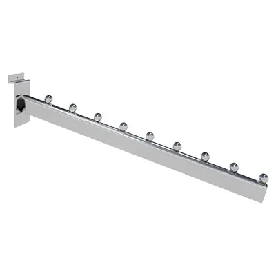 Bras incliné pour fond rainuré avec 9 boules L 40 cm métal chromé tube ovale 30 x 15 mm - Bras